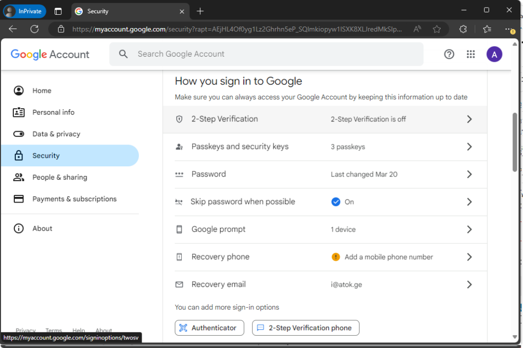 Image of Sign in google